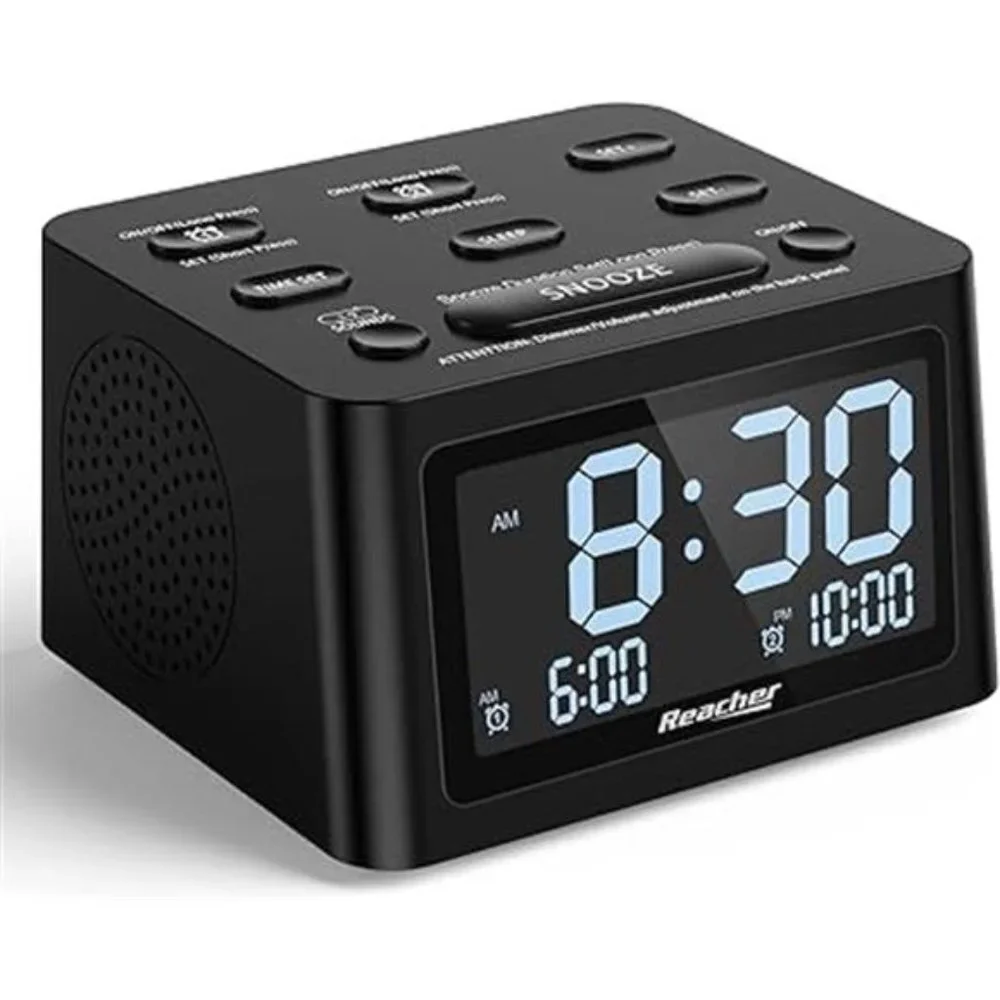 Dual Alarm Clock & Sleep Sound Machine, USB Charger, 12 Soothing Sounds